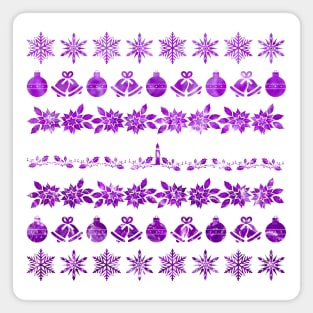 Purple Christmas Silhouette Pattern Magnet